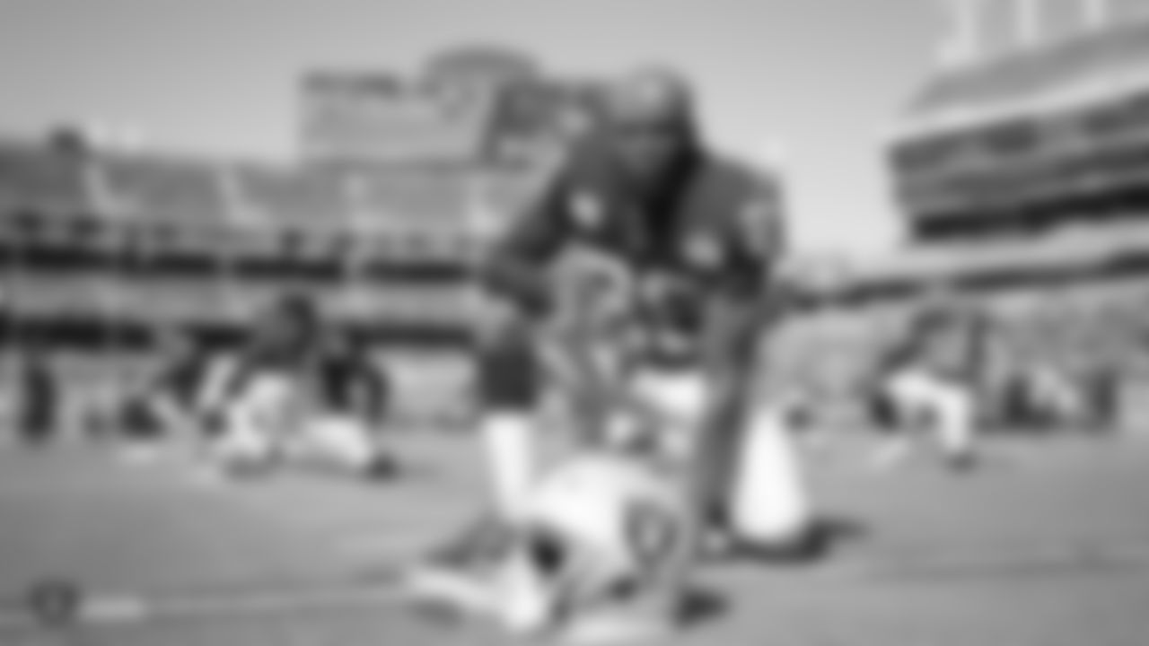 The Raiders arrive before the regular season game against the Detroit Lions at Oakland-Alameda County Coliseum.