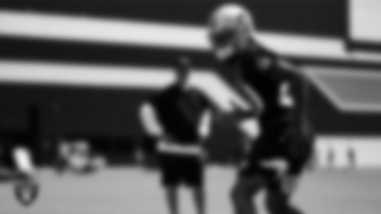 Las Vegas Raiders cornerback Damon Arnette (20) at an Organized Team Activity (OTA).