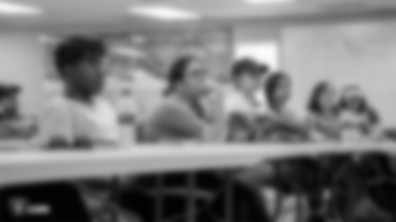 Students from the Young Executive Scholars (YES) Hospitality & Tourism Program spend one-on-on time with Raiders executives who are currently leading the operational and community strategy of the Raiders' highly anticipated relocation to Las Vegas Stadium, Friday, June 20, 2019, in Las Vegas, Nevada.