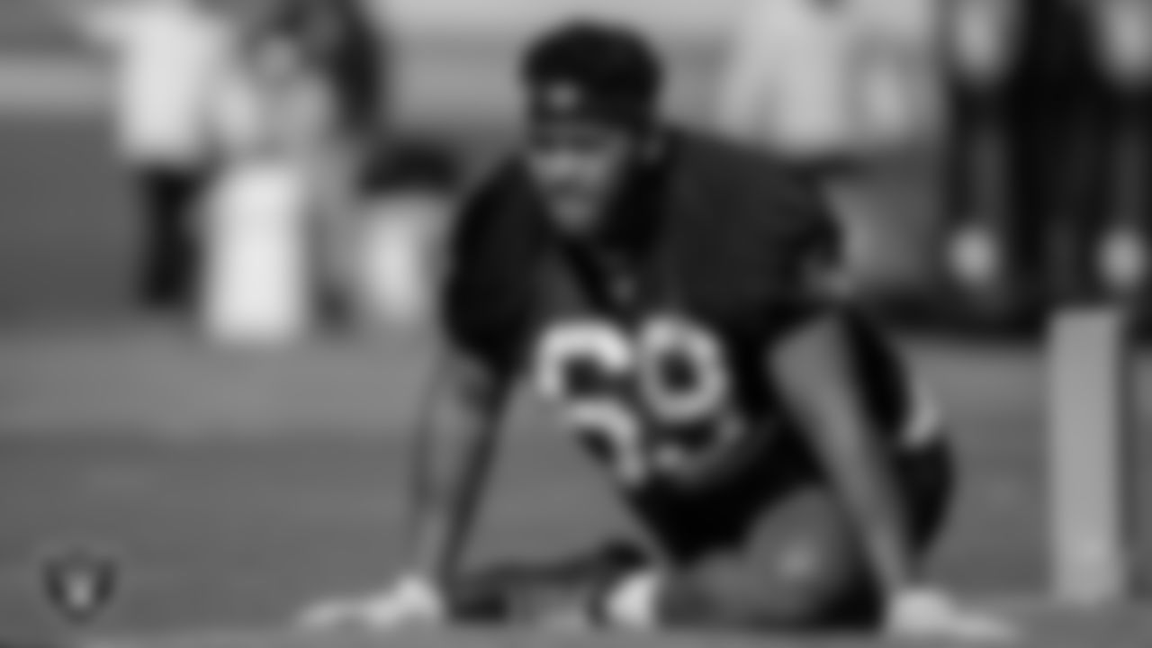 Las Vegas Raiders defensive lineman Myron Tagovailoa-Amosa (69) at a workout during phase two of the offseason program.