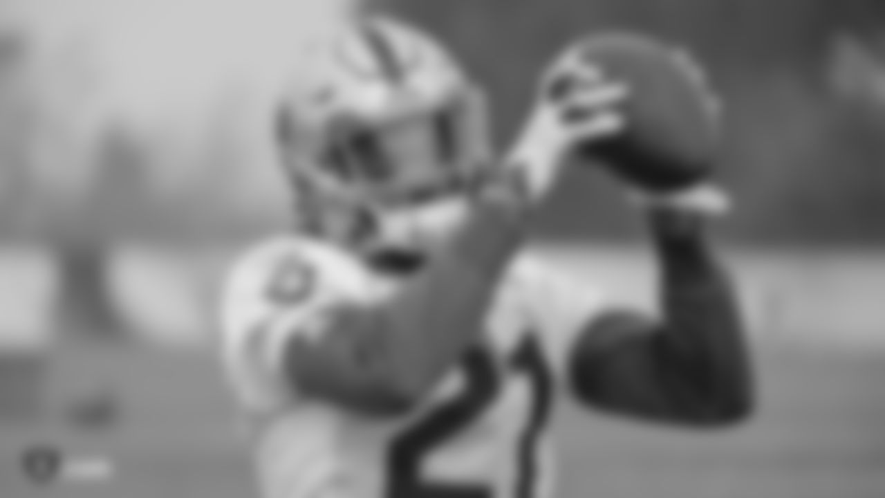 Oakland Raiders cornerback Gareon Conley (21) on the field for practice at the Oakland Raiders Practice Facility, Friday, December 21, 2018, in Alameda, California.