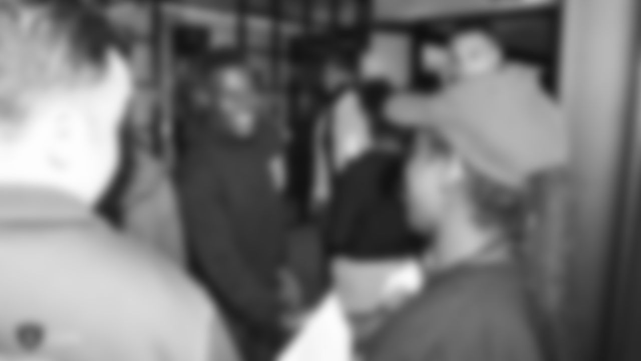 Oakland Raiders running back Jalen Richard gives 20 kids from Youth Alive, an after school program whose mission is to prevent violence and create young leaders, a tour of the Oakland Raiders Practice facility as well as conduct a question and answer session with the group, Monday, June 4, 2018, in Alameda, California.
