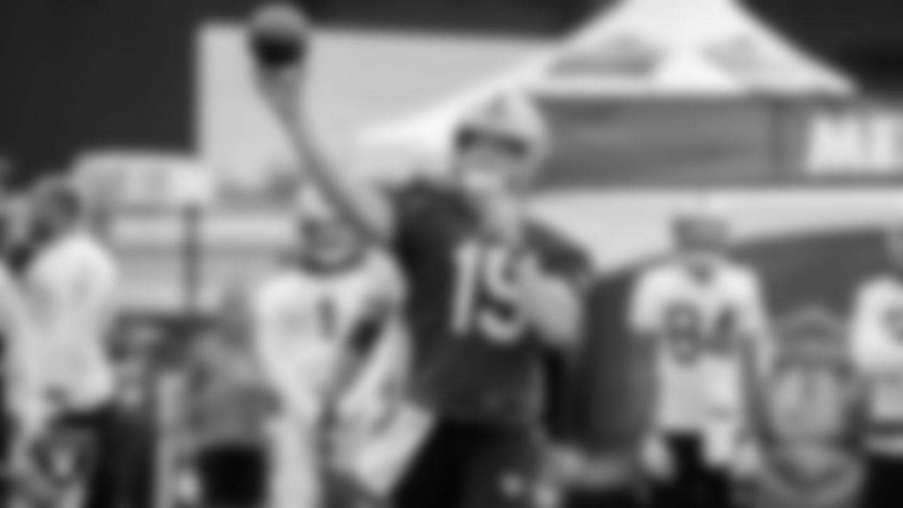 Las Vegas Raiders quarterback Chase Garbers (15) on the field for practice at 2022 Training Camp at Intermountain Healthcare Performance Center.