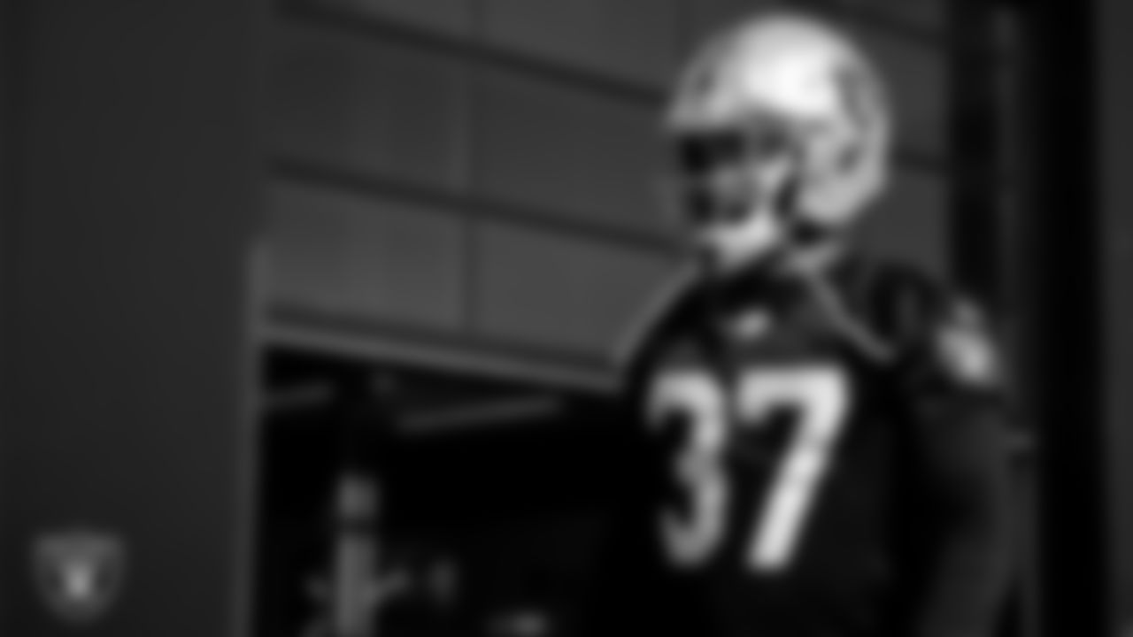Las Vegas Raiders cornerback Tyler Hall (37) during practice at Intermountain Healthcare Performance Center.