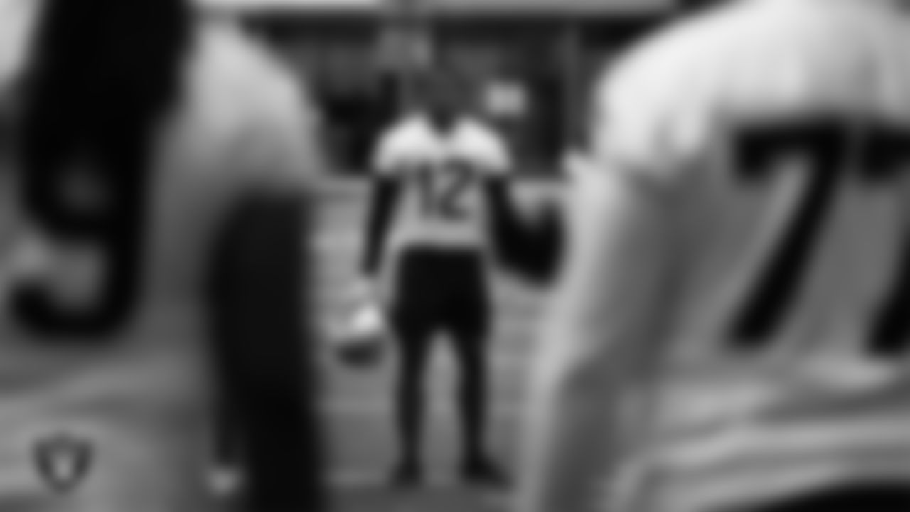 Las Vegas Raiders wide receiver Justin Hall (12) at Mandatory Minicamp.