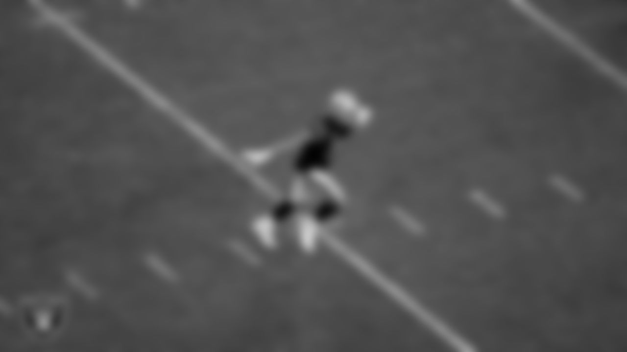Las Vegas Raiders defensive end Maxx Crosby (98) celebrates after sacking the quarterback during the regular season home game against the Indianapolis Colts at Allegiant Stadium.