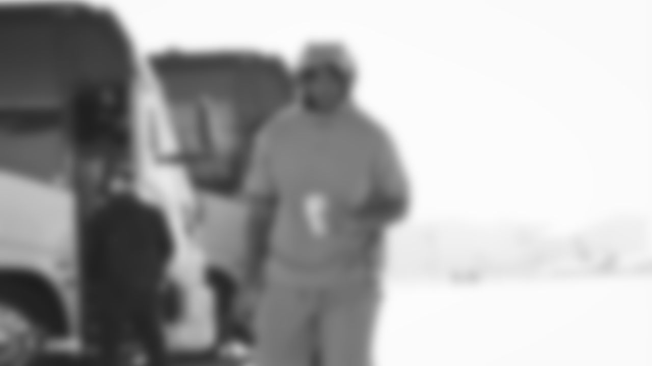 Raiders running back Rod Smith (34) departs for the game against the Denver Broncos.