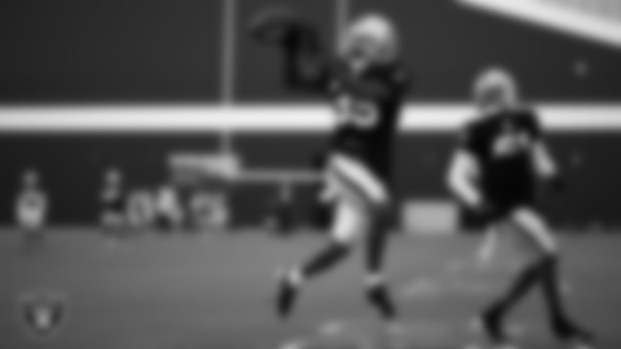 Las Vegas Raiders cornerback Nate Hobbs (39) during practice at Intermountain Health Performance Center.
