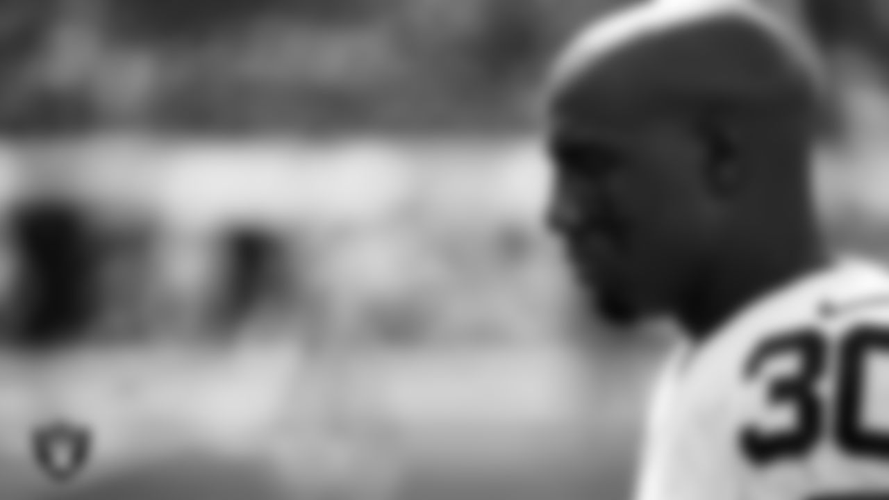 Las Vegas Raiders safety Duron Harmon (30) on the sidelines during the regular season away game against the Los Angeles Chargers at SoFi Stadium.