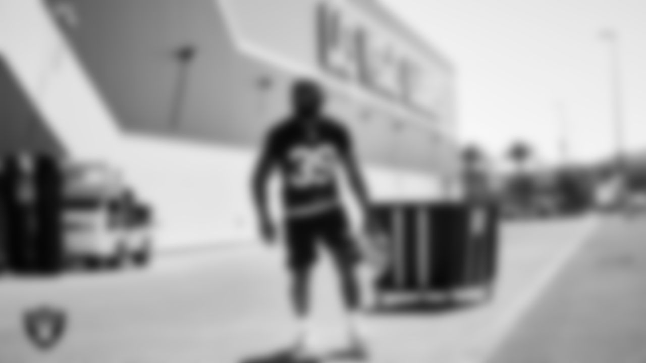 Las Vegas Raiders cornerback Nate Hobbs (39) at an Organized Team Activity (OTA).