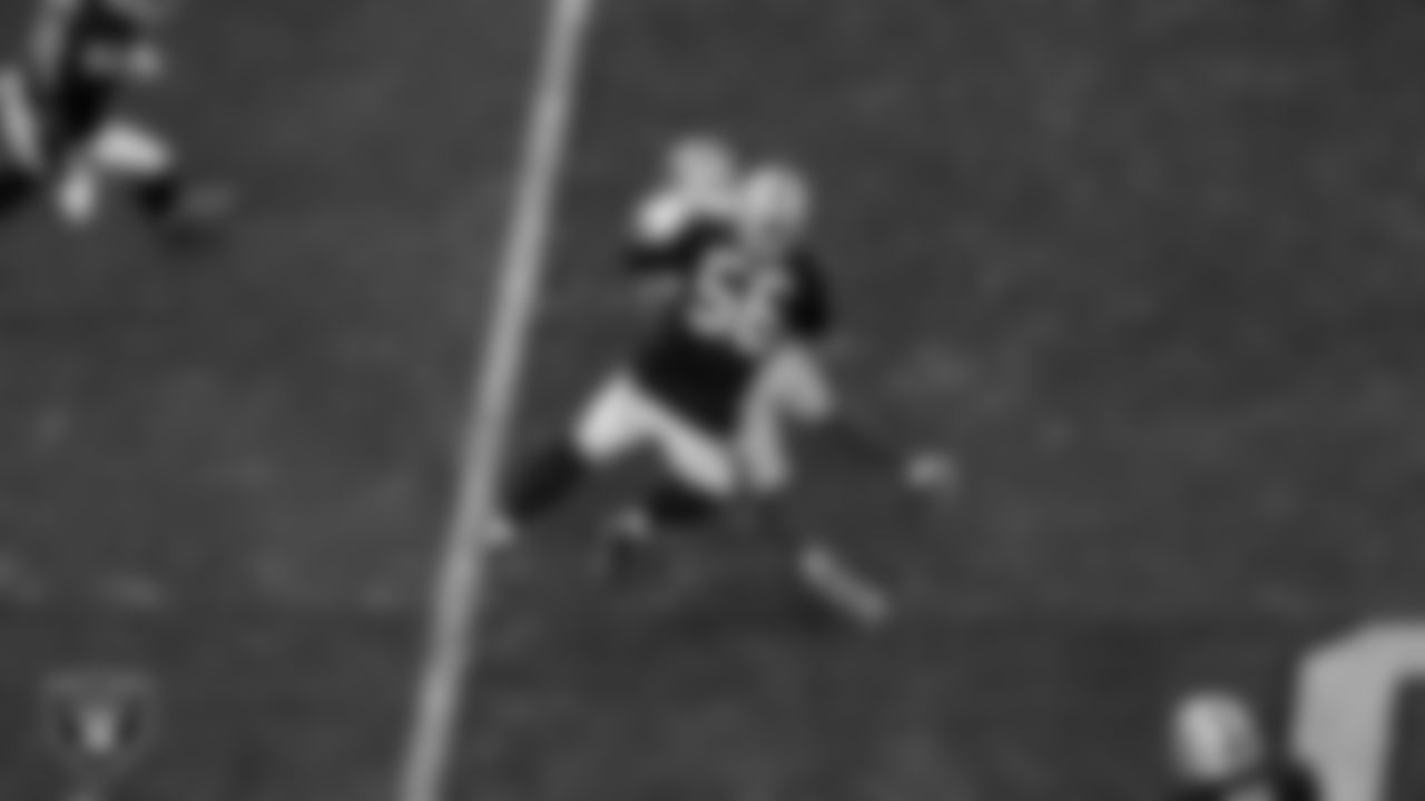 Las Vegas Raiders linebacker Harvey Langi (56) during the regular season home game against the San Francisco 49ers at Allegiant Stadium.