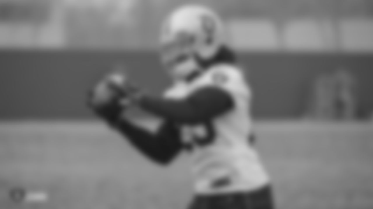 Oakland Raiders cornerback Nick Nelson (23) on the field for practice at the Oakland Raiders Practice Facility, Friday, December 21, 2018, in Alameda, California.