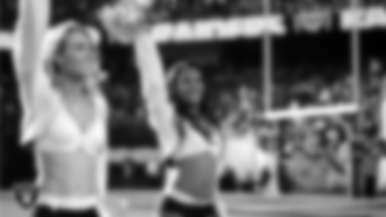 Raiderette Vanecia on the sidelines at the Raiders game against the Tennessee Titans.