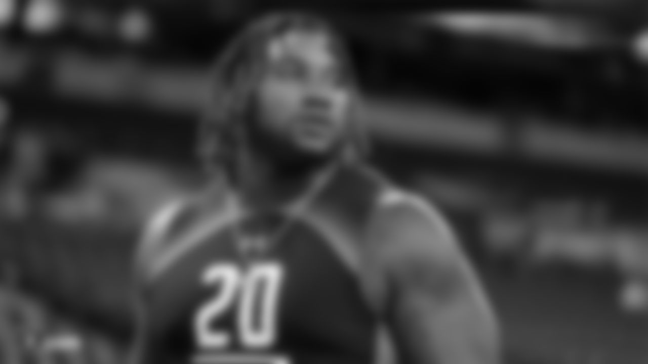 Maryland offensive lineman Derwin Gray during the 2019 Scouting Combine, Friday, Mar. 1, 2019 in Indianapolis, Ind.