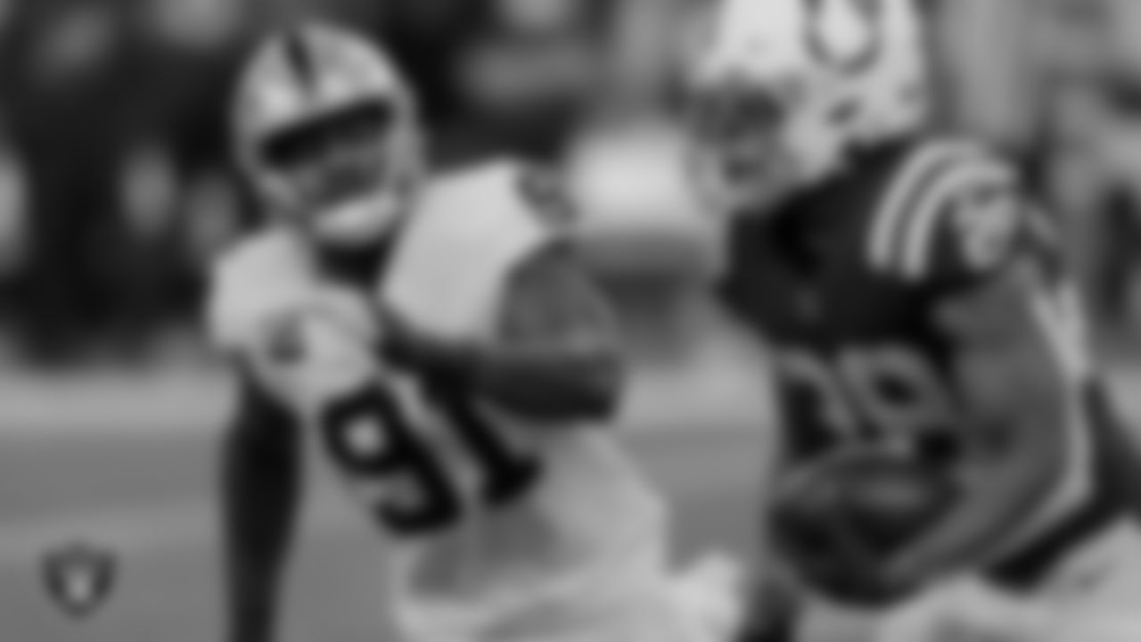 Las Vegas Raiders defensive end Yannick Ngakoue (91) during the regular season away game against the Indianapolis Colts.