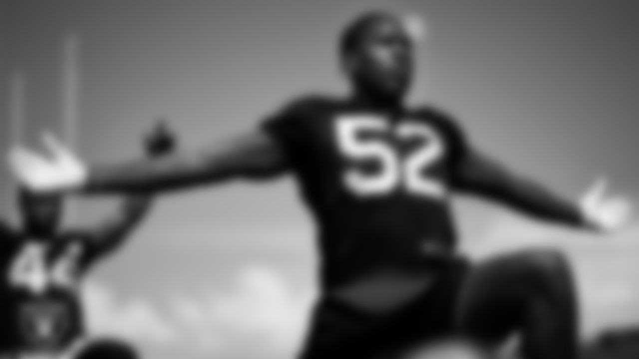 Las Vegas Raiders defensive end Adam Plant (52) at an Organized Team Activity (OTA) at Intermountain Health Performance Center.