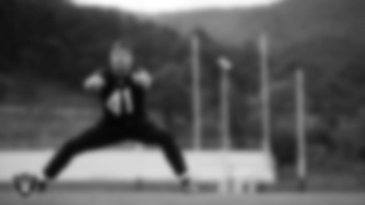 Las Vegas Raiders linebacker Robert Spillane (41) during practice at The Greenbrier Sports Performance Center.
