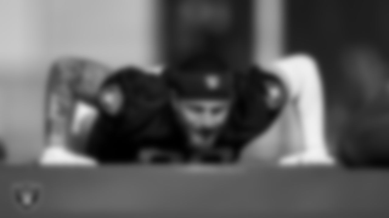 Las Vegas Raiders defensive end Maxx Crosby (98) at a workout during phase two of the offseason program.