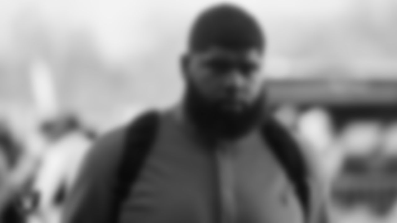Las Vegas Raiders guard Jordan Simmons (60) arrives to the regular season away game against the Kansas City Chiefs.