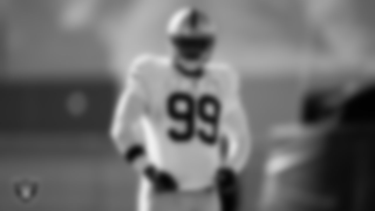 Las Vegas Raiders defensive end Clelin Ferrell (99) during practice at Intermountain Healthcare Performance Center.