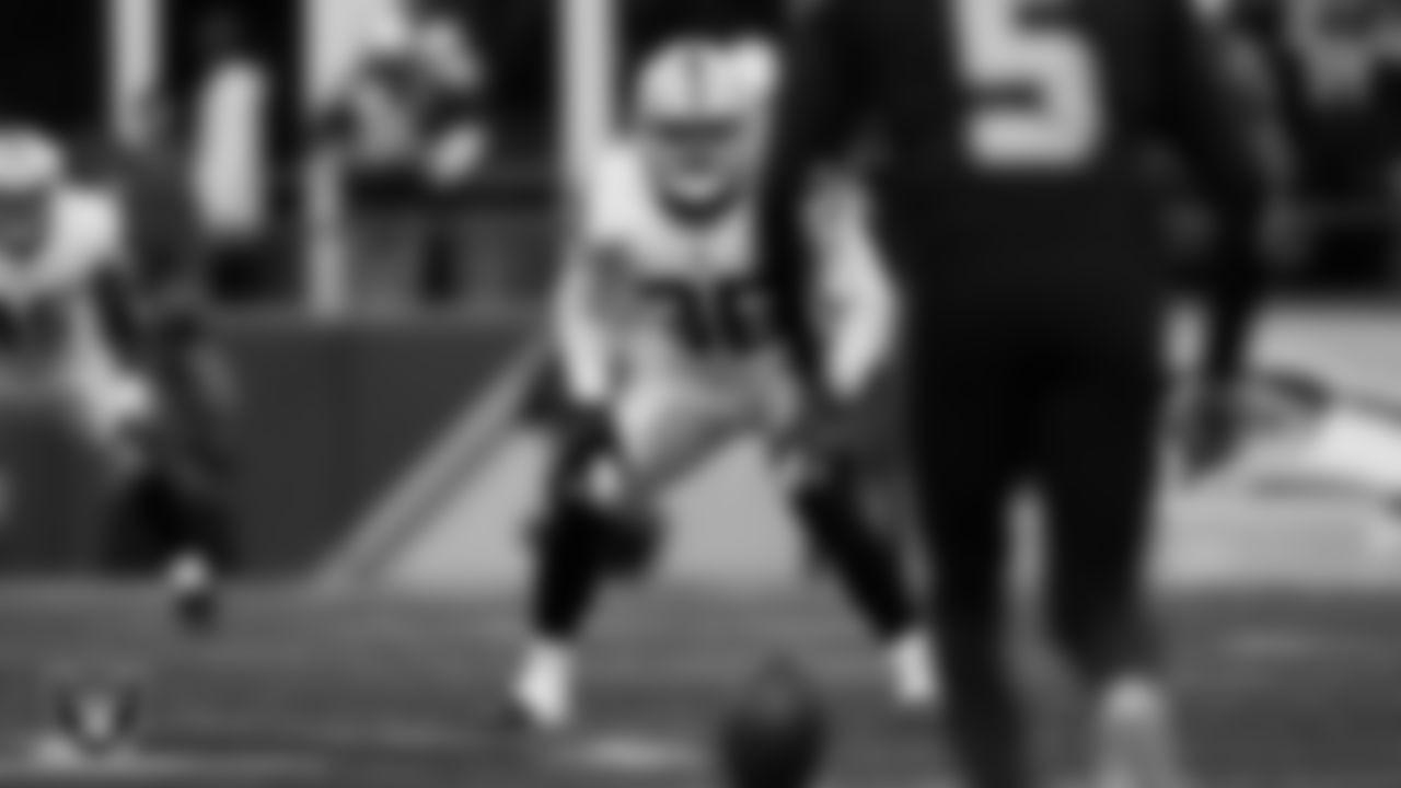 Las Vegas Raiders linebacker Curtis Bolton (36) lines up before the kickoff during the regular season away game against the Seattle Seahawks at Lumen Field.