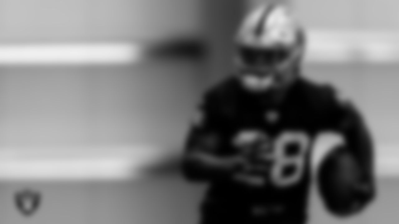 Las Vegas Raiders running back Josh Jacobs (28) during practice.