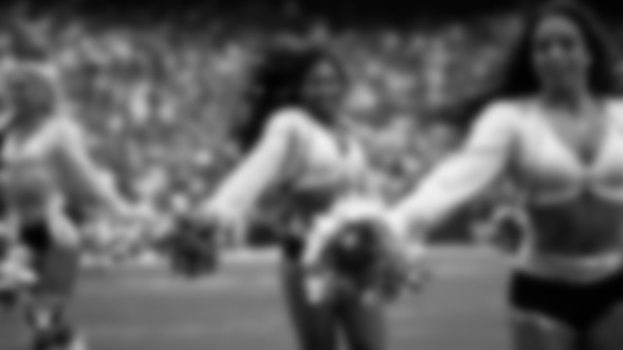 Raiderette Danielle performs on the field during the regular season home game against the Arizona Cardinals at Allegiant Stadium.