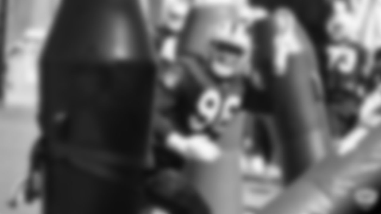 Raiders defensive end Clelin Ferrell (96) on the field for practice at 2019 Training Camp.