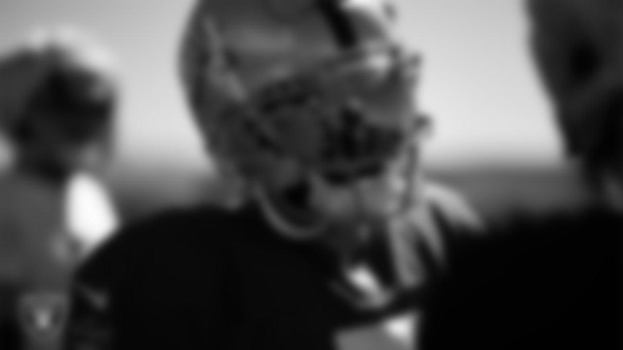 Las Vegas Raiders quarterback Brian Hoyer (7) during practice at Intermountain Health Performance Center.