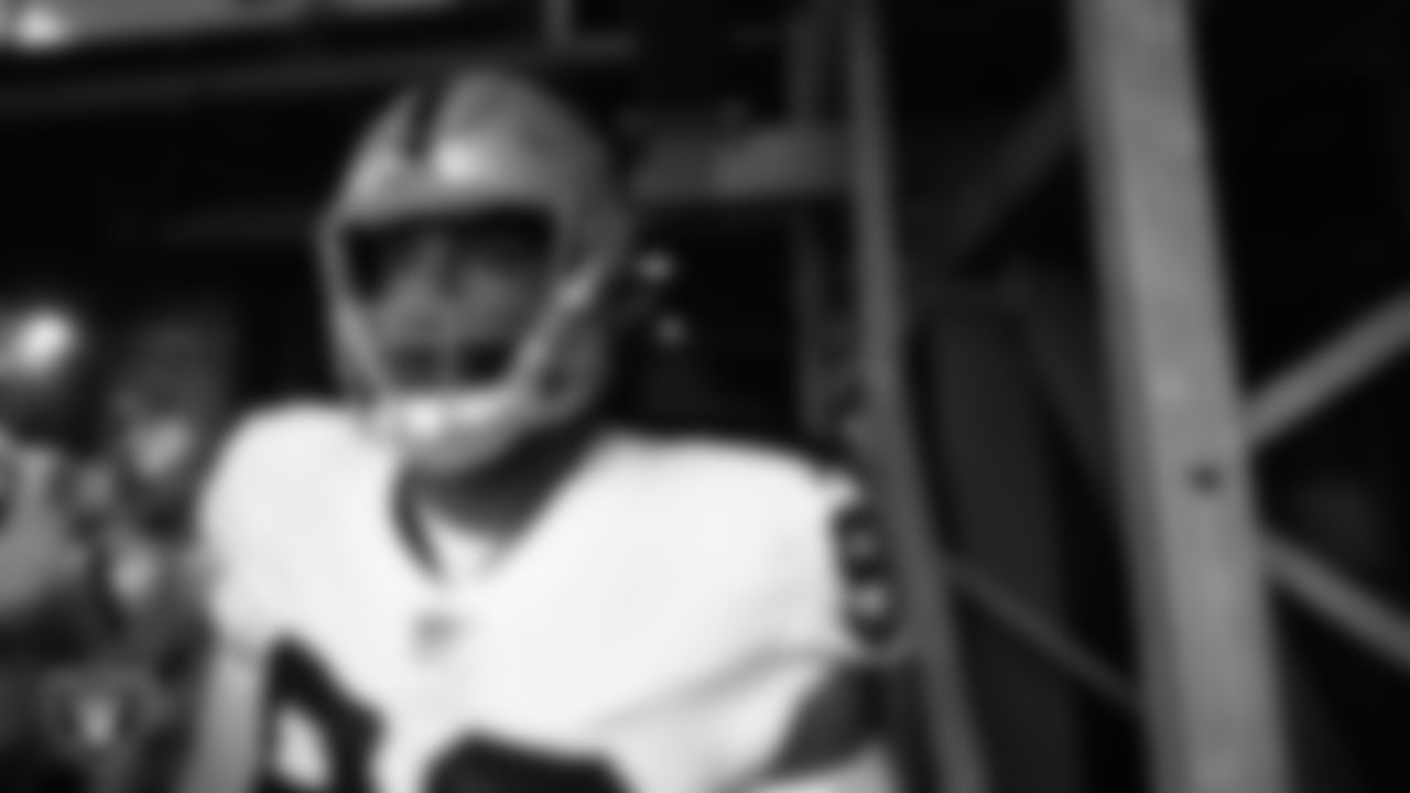 Las Vegas Raiders defensive tackle Solomon Thomas (92) waits to be introduced onto the field before the regular season away game against the New York Giants.
