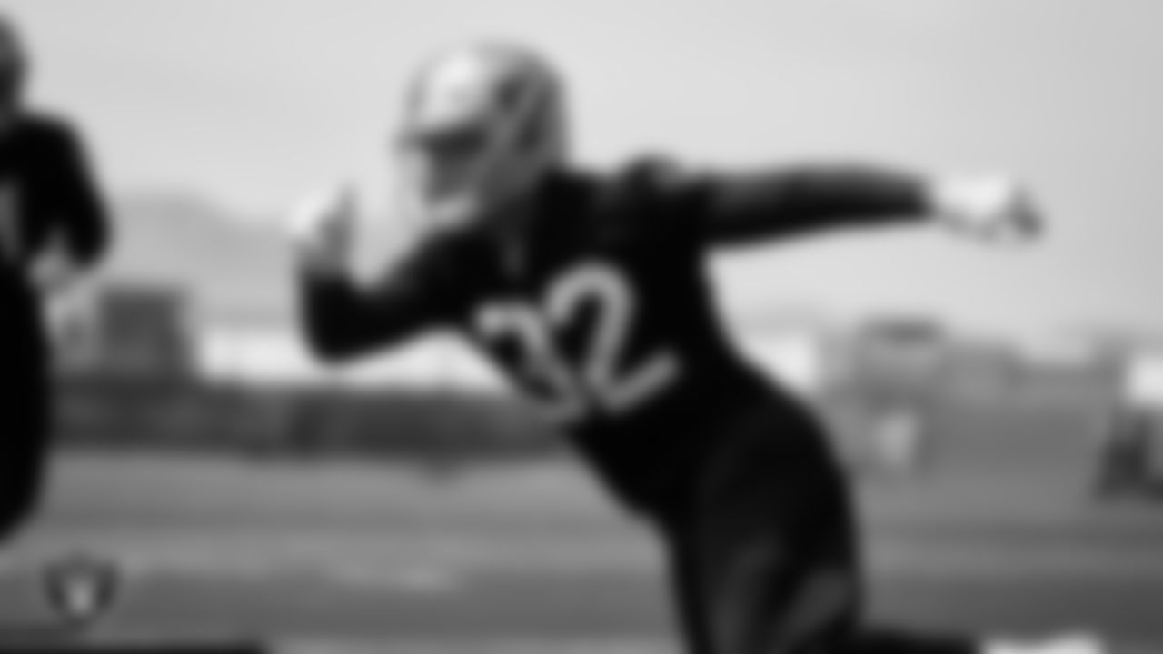 Las Vegas Raiders safety Dallin Leavitt (32) during Day Two of 2022 Veteran Minicamp.