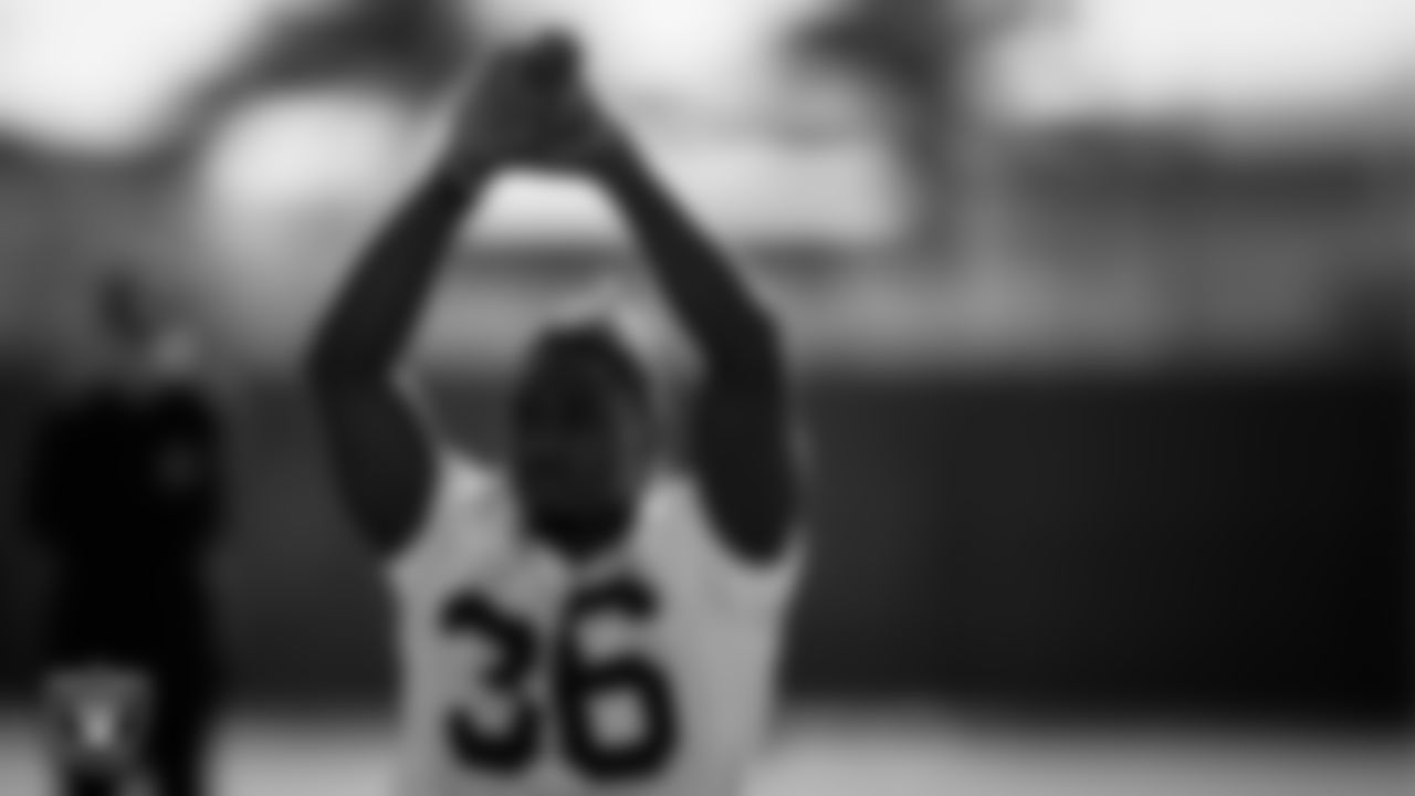 Las Vegas Raiders running back Sincere McCormick (36) at a workout during phase two of the offseason program.