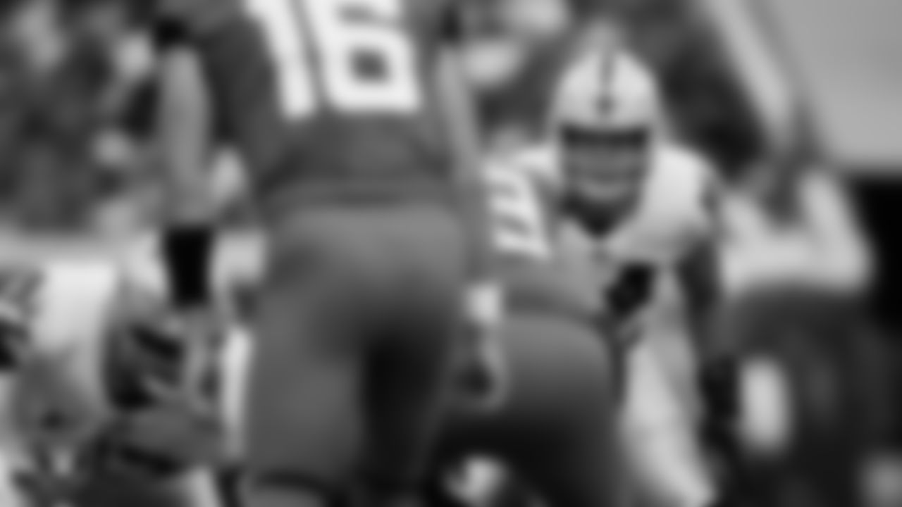 Las Vegas Raiders linebacker Blake Martinez (54) eyes the quarterback during the regular season away game against the Jacksonville Jaguars at TIAA Bank Field.