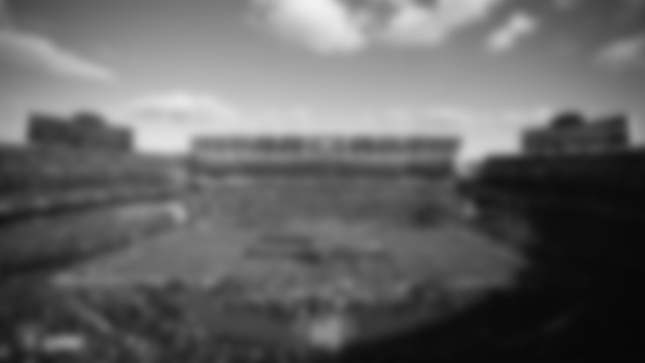 The American flag is displayed by season ticket members on the field during the national anthem before the Raiders regular season game against the Jacksonville Jaguars.
