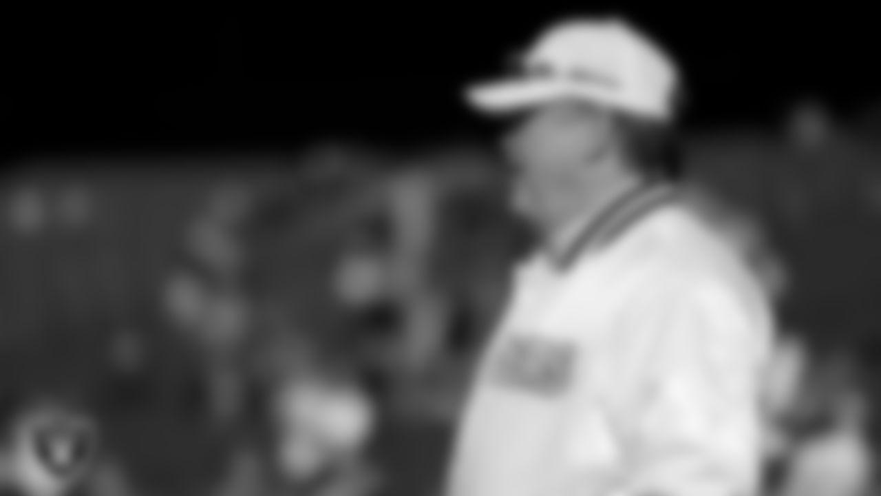 Las Vegas Raiders Owner Mark Davis on the field before the regular season away game against the Kansas City Chiefs at Arrowhead Stadium.
