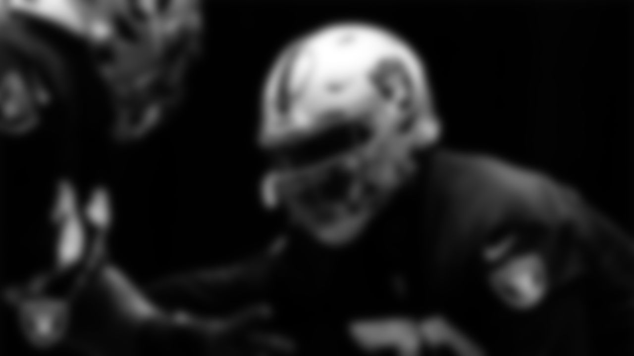 Las Vegas Raiders offensive lineman Jaryd Jones-Smith (72) during practice.