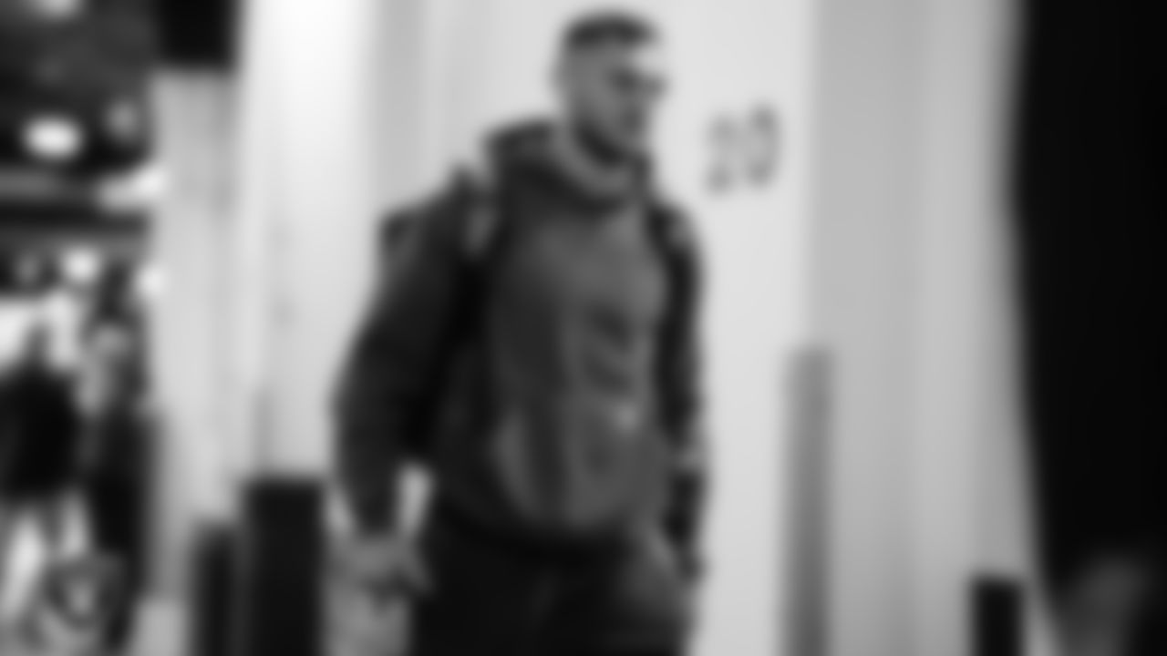 Las Vegas Raiders linebacker Luke Masterson (59) arrives to the regular season away game against the Denver Broncos at Empower Field at Mile High.