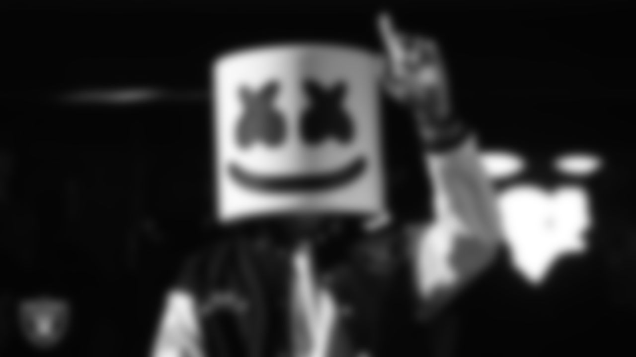 Music producer and DJ Marshmello during halftime at the Las Vegas Raiders regular season home game against the Kansas City Chiefs.