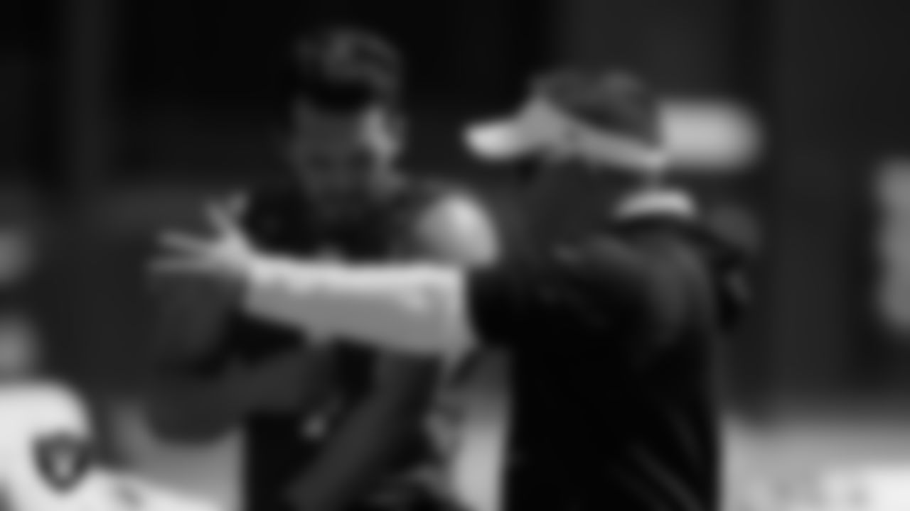 Las Vegas Raiders quarterback Derek Carr (4) and Head Coach Josh McDaniels during Day Three of 2022 Veteran Minicamp.