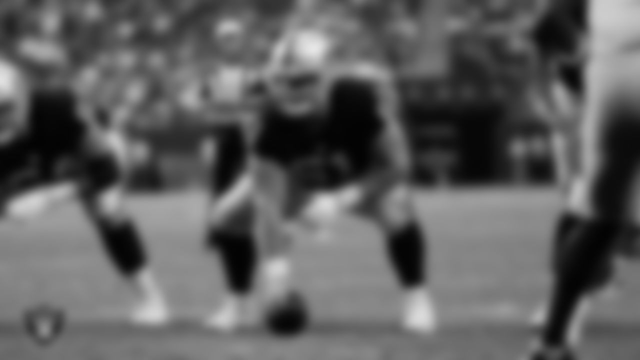 Las Vegas Raiders offensive lineman Jordan Meredith (61) during the preseason home game against the San Francisco 49ers at Allegiant Stadium.