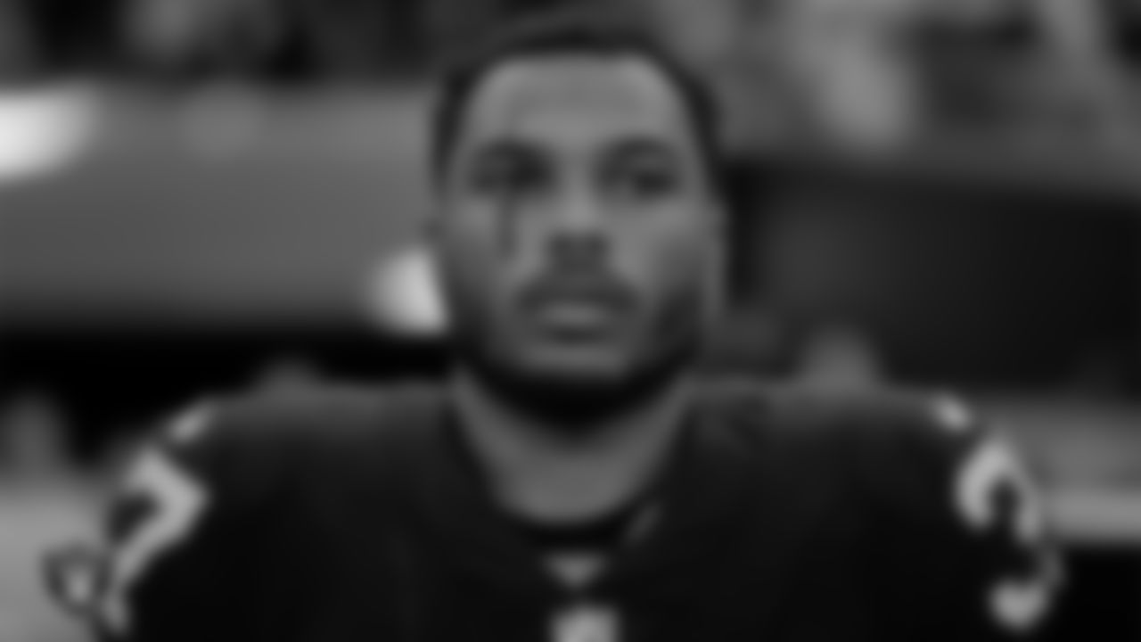 Las Vegas Raiders cornerback Tyler Hall (37) during the national anthem before the regular season home game against the New England Patriots at Allegiant Stadium.