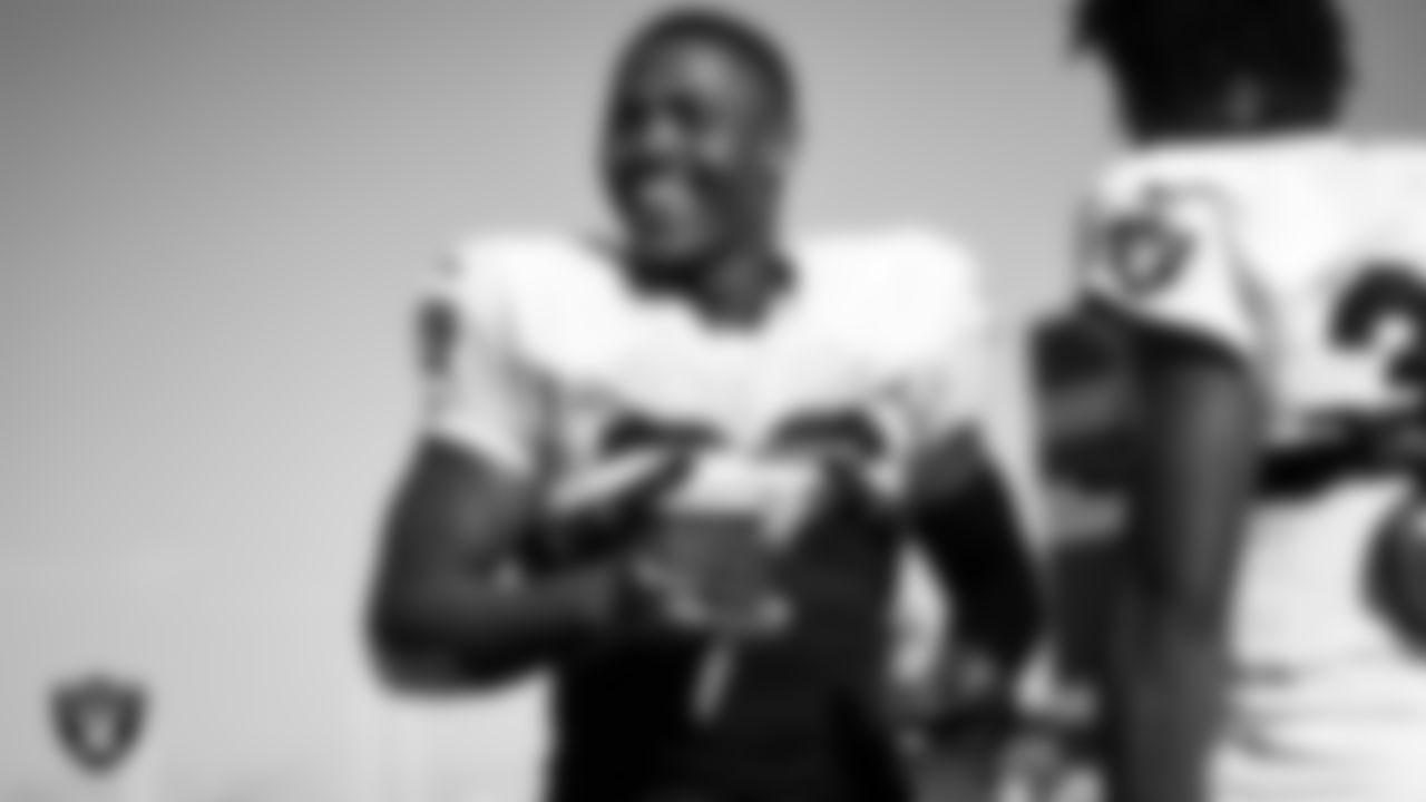 Las Vegas Raiders running back Josh Jacobs (28) on the field for practice at 2021 Training Camp.