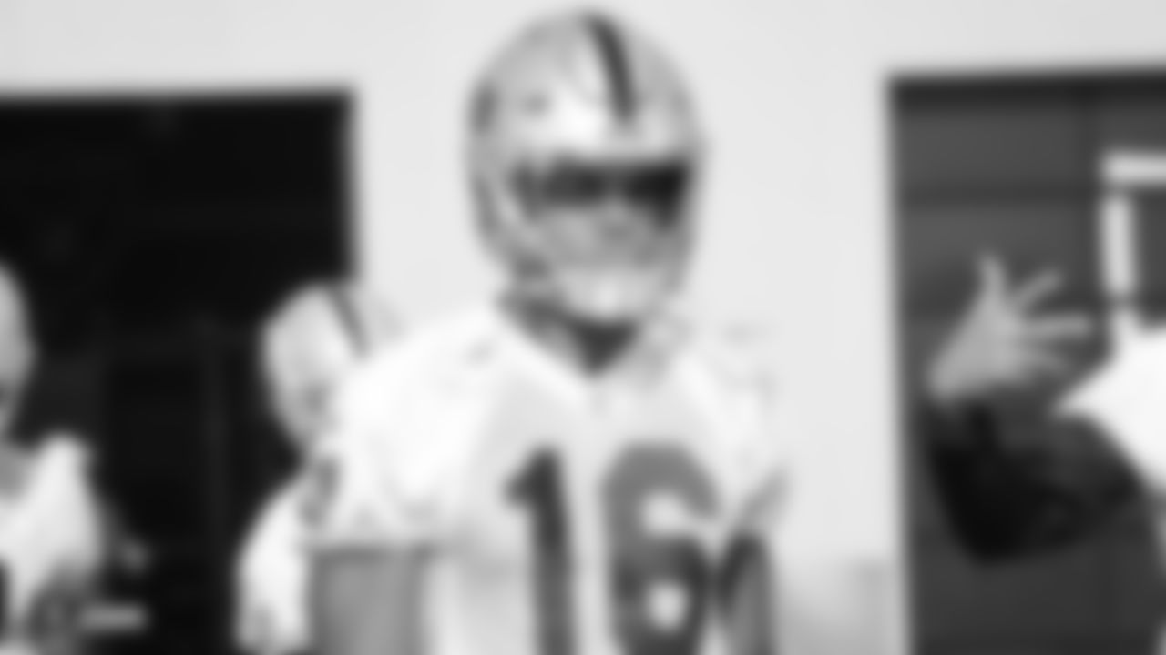 Raiders wide receiver Tyrell Williams (16) stands on the field during practice.