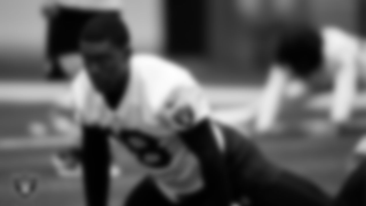 Las Vegas Raiders wide receiver Jordan Veasy (18) at Mandatory Minicamp.