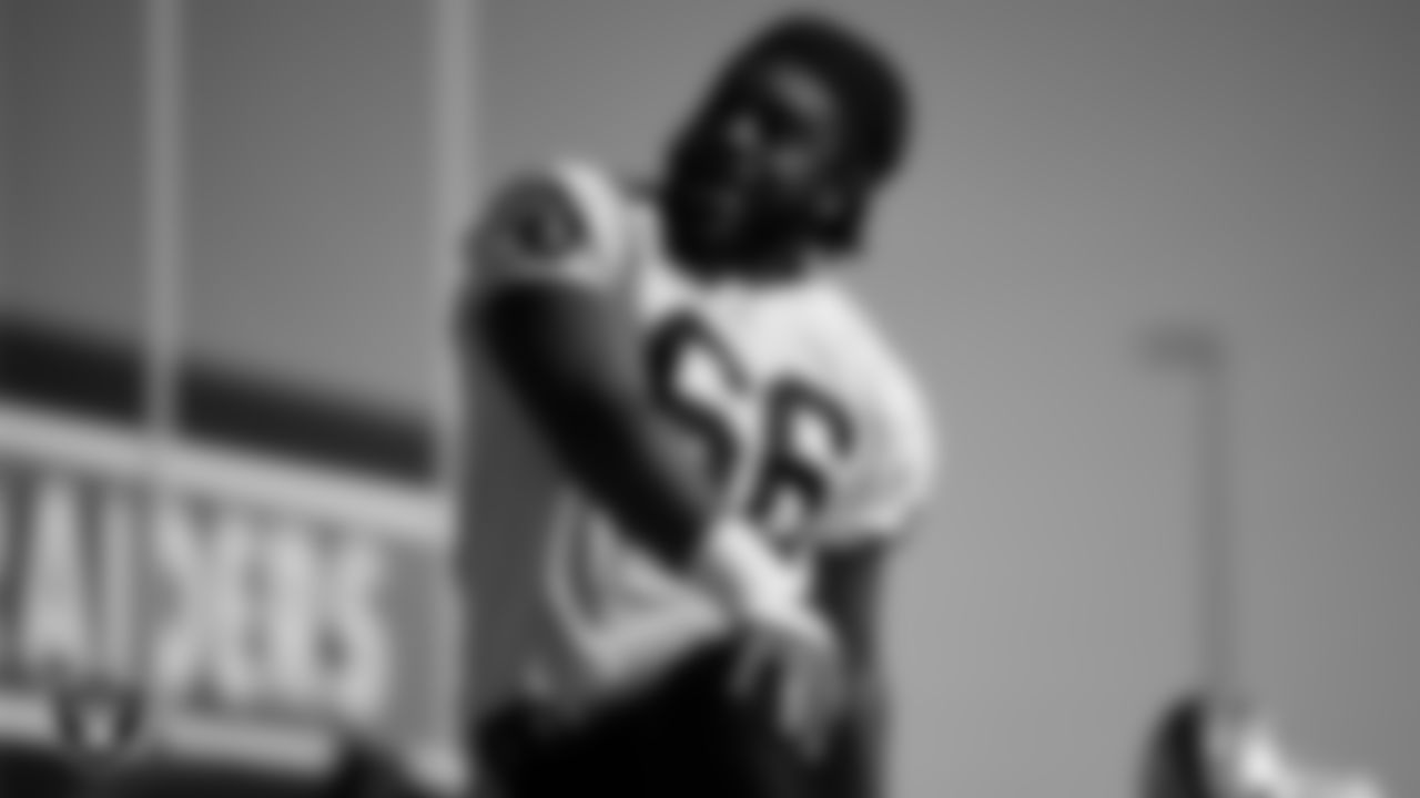 Las Vegas Raiders guard Dylan Parham (66) during practice at Intermountain Healthcare Performance Center.