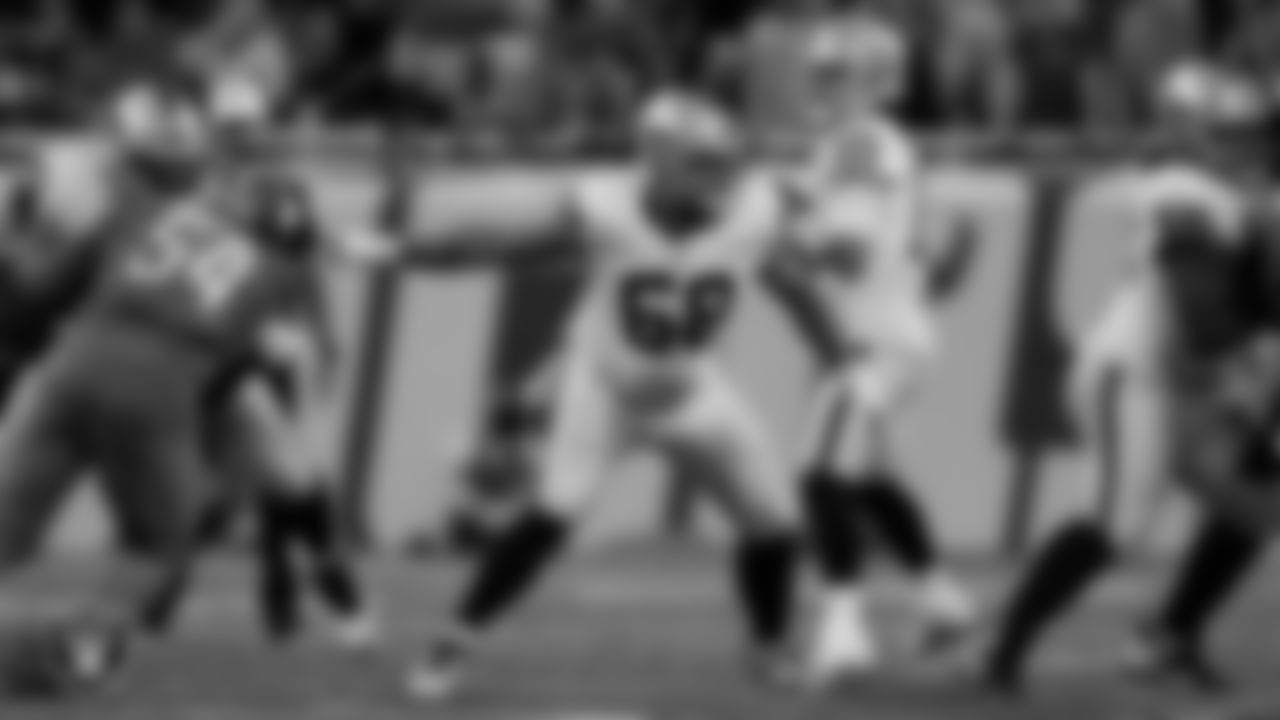 Las Vegas Raiders center Andre James (68) during the regular season away game against the Detroit Lions at Ford Field.