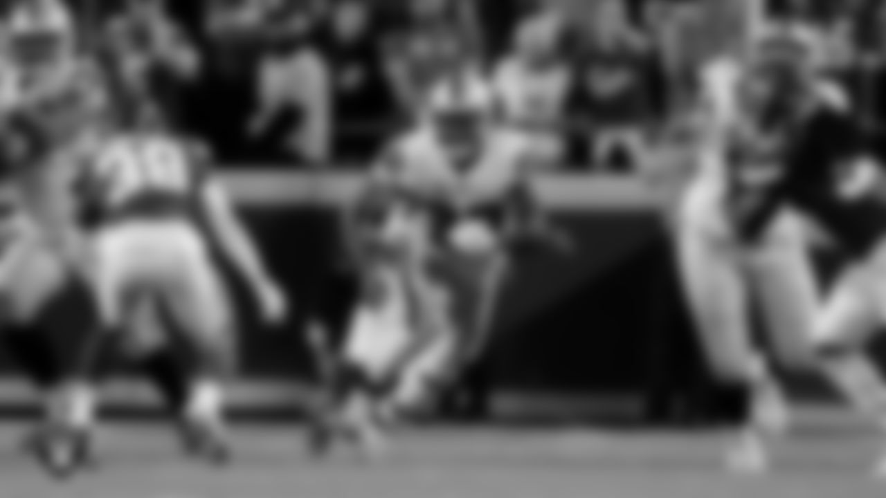 Las Vegas Raiders running back Josh Jacobs (28) during the regular season away game against the Kansas City Chiefs at GEHA Field at Arrowhead Stadium.