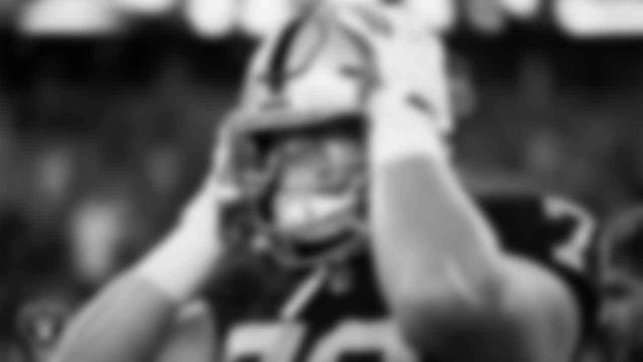 Las Vegas Raiders tackle Dalton Wagner (78) on the sidelines before the preseason away game against the Dallas Cowboys at AT&T Stadium.