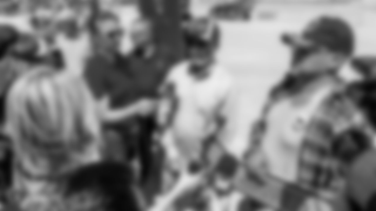 The Raiders Foundation, in partnership with Kline Veterans Fund, give three veterans a tour of the Las Vegas Stadium worksite before being surprised with their very own service dog, Wednesday, June 26, 2019, in Las Vegas, Nevada.