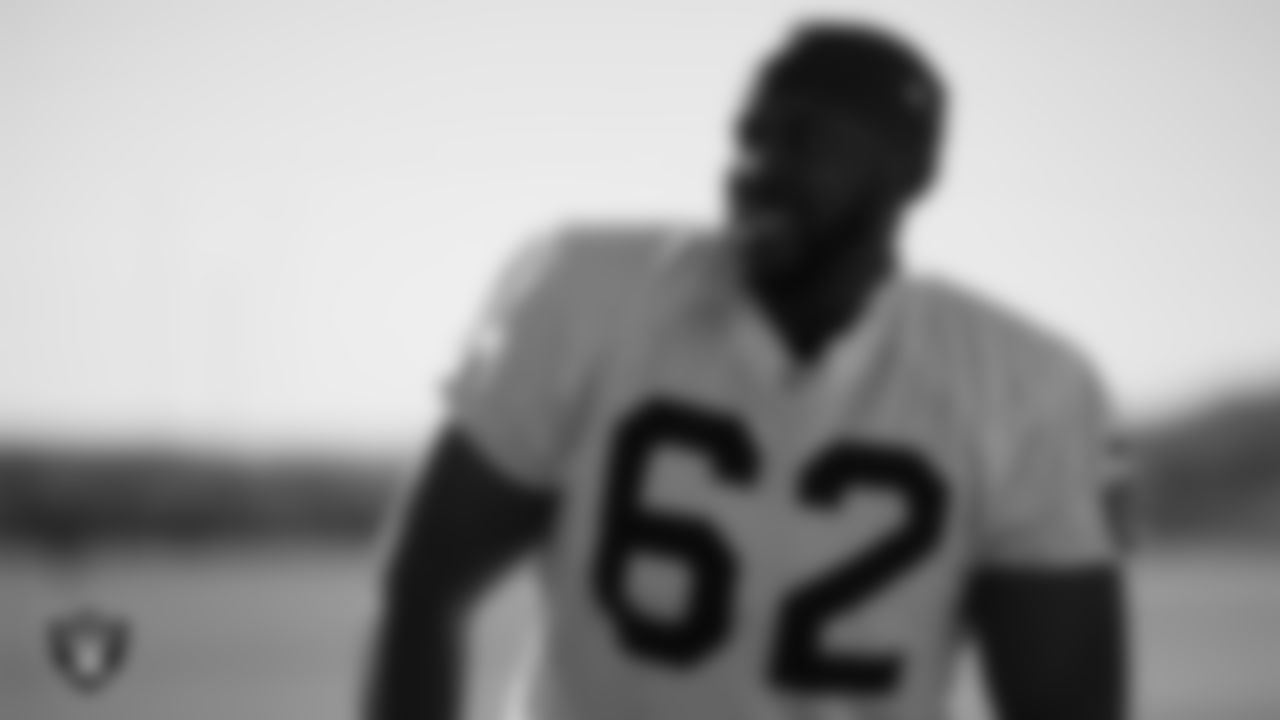 Las Vegas Raiders offensive lineman Willie Wright (62) during practice at Intermountain Healthcare Performance Center.